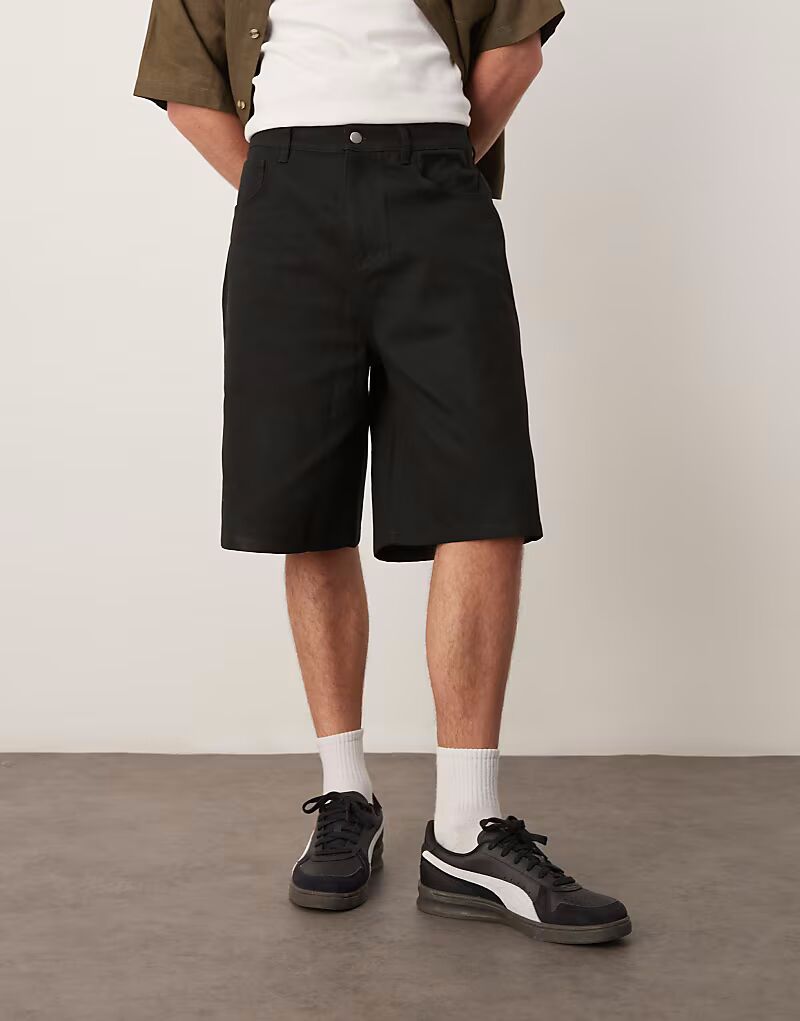 

Длинные парусиновые шорты ASOS DESIGN черного цвета