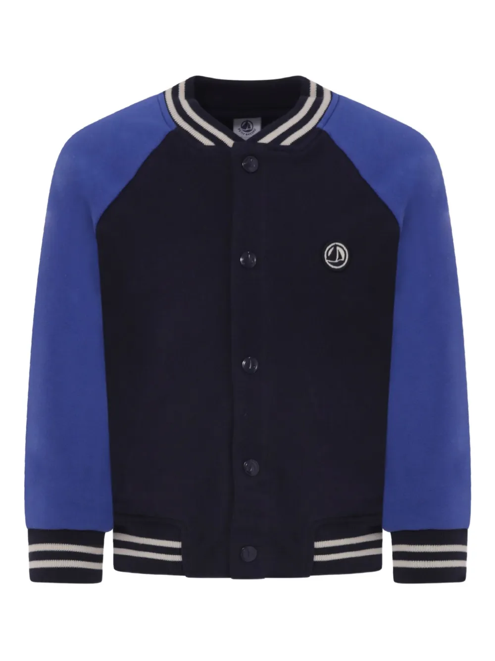 

Куртка-бомбер с длинными рукавами и вставками Petit Bateau, синий