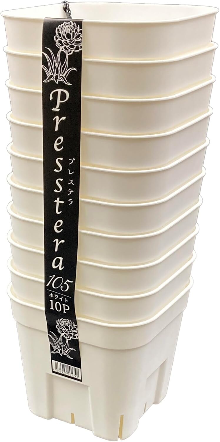 

Japan Poly Pot, Prestella 105, набор из 10 шт., белый Japan Porihachi Hanbai, White