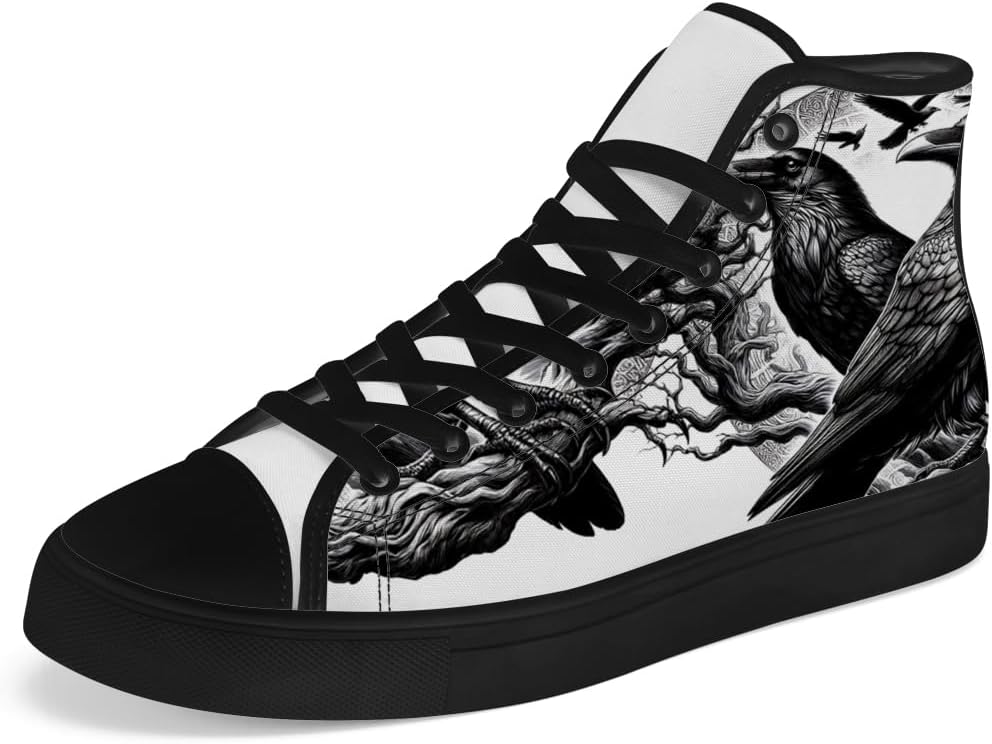 

Высокие парусиновые кроссовки для мужчин и женщин Chebing Raven High Top Canvas, белый/черный