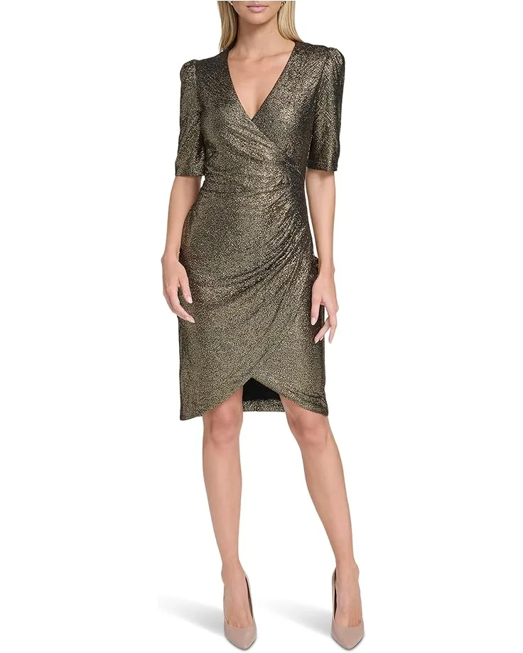Платье Calvin Klein Short Sleeve Sequin Sheath, Black Gold