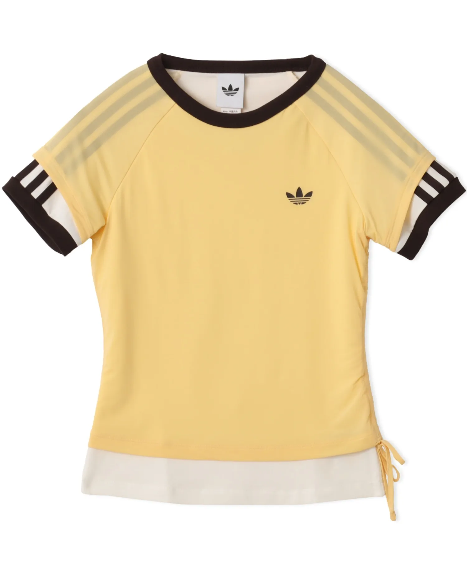 Женская футболка adidas DOUBLE LAYERED CALI с круглым вырезом жёлтая