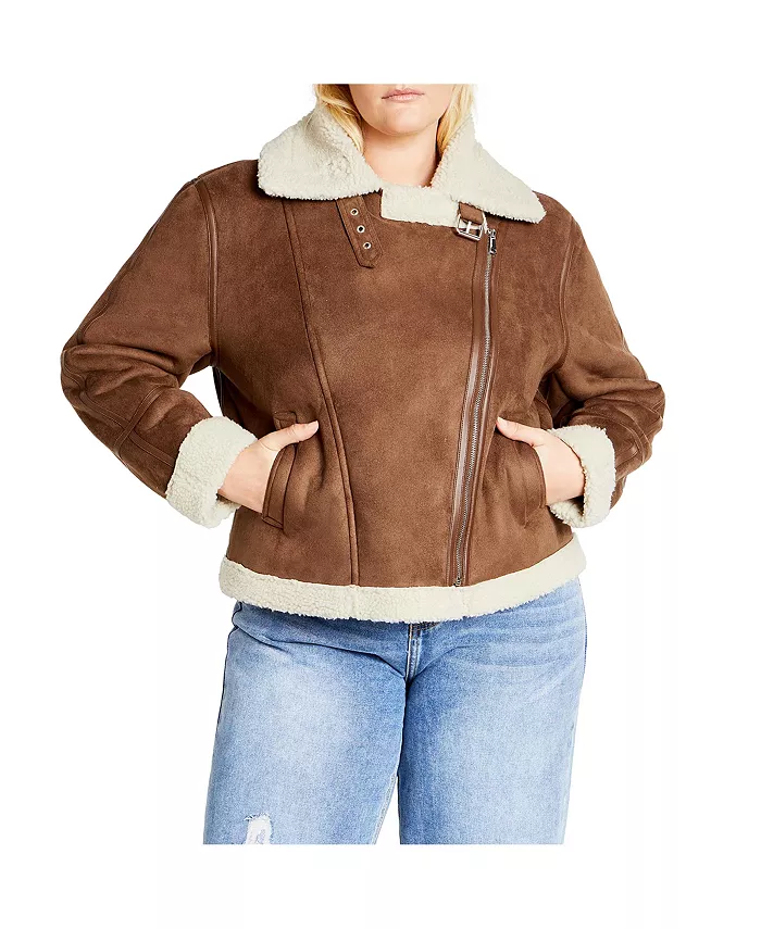 

Куртка охотничья из шерпы больших размеров CITY CHIC, коричневый