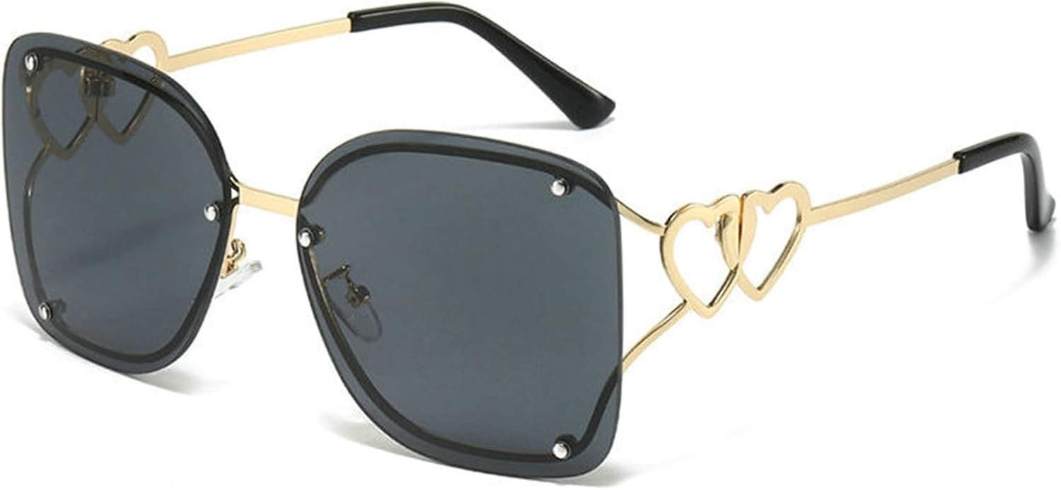 

Willochra Fashion Square Женские солнцезащитные очки без оправы с градиентным переходом цвета, защита от УФ-излучения UV400, винтажный дизайнерский стиль, модные солнцезащитные очки в форме сердца, C1