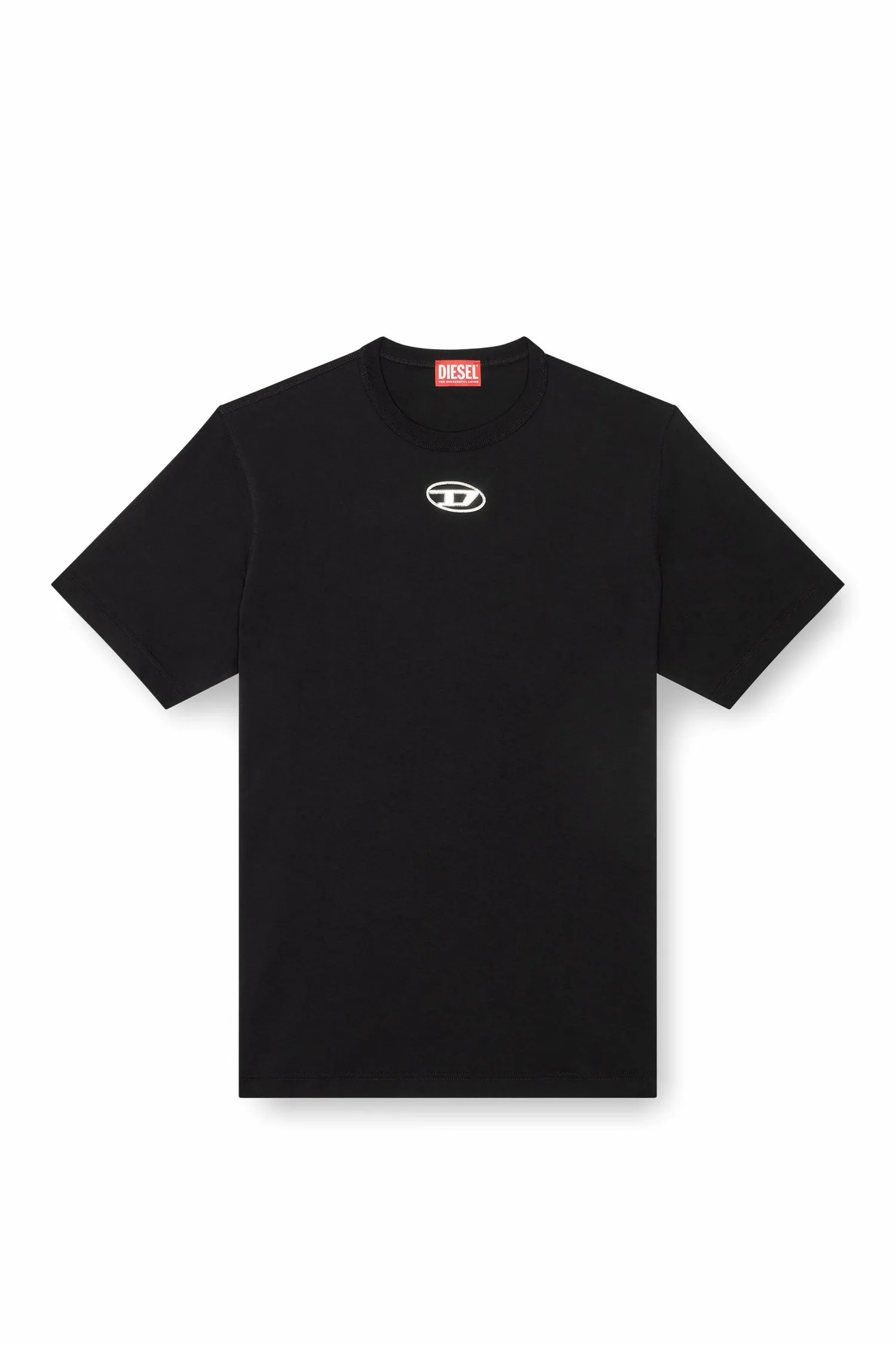 Мужская футболка с логотипом в форме овальной буквы D Diesel, цвет Black — фото 4