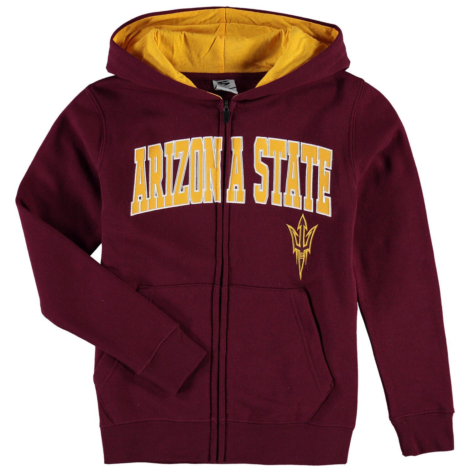 

Молодежная толстовка с молнией во всю длину бордового цвета штата Аризона Sun Devils с аппликацией в виде арки и логотипа Colosseum, Красный, Молодежная толстовка с молнией во всю длину бордового цвета штата Аризона Sun Devils с аппликацией в виде арки и 