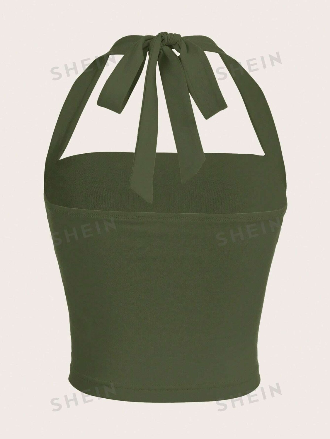 

Топ плиссированный Shein Ezwear с лямкой на шее, зеленый