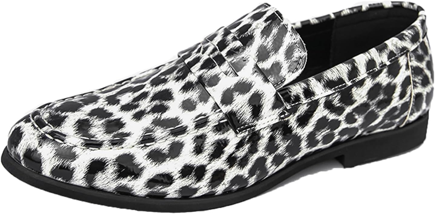 

Мужские лоферы с леопардовым принтом, повседневные кожаные слипоны с заостренным носком, туфли смокинг Fliozy, белый