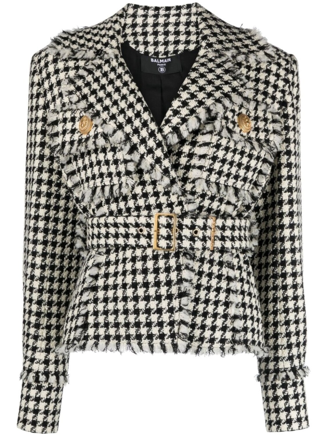 

Balmain твидовый жакет в ломаную клетку, нейтральный цвет
