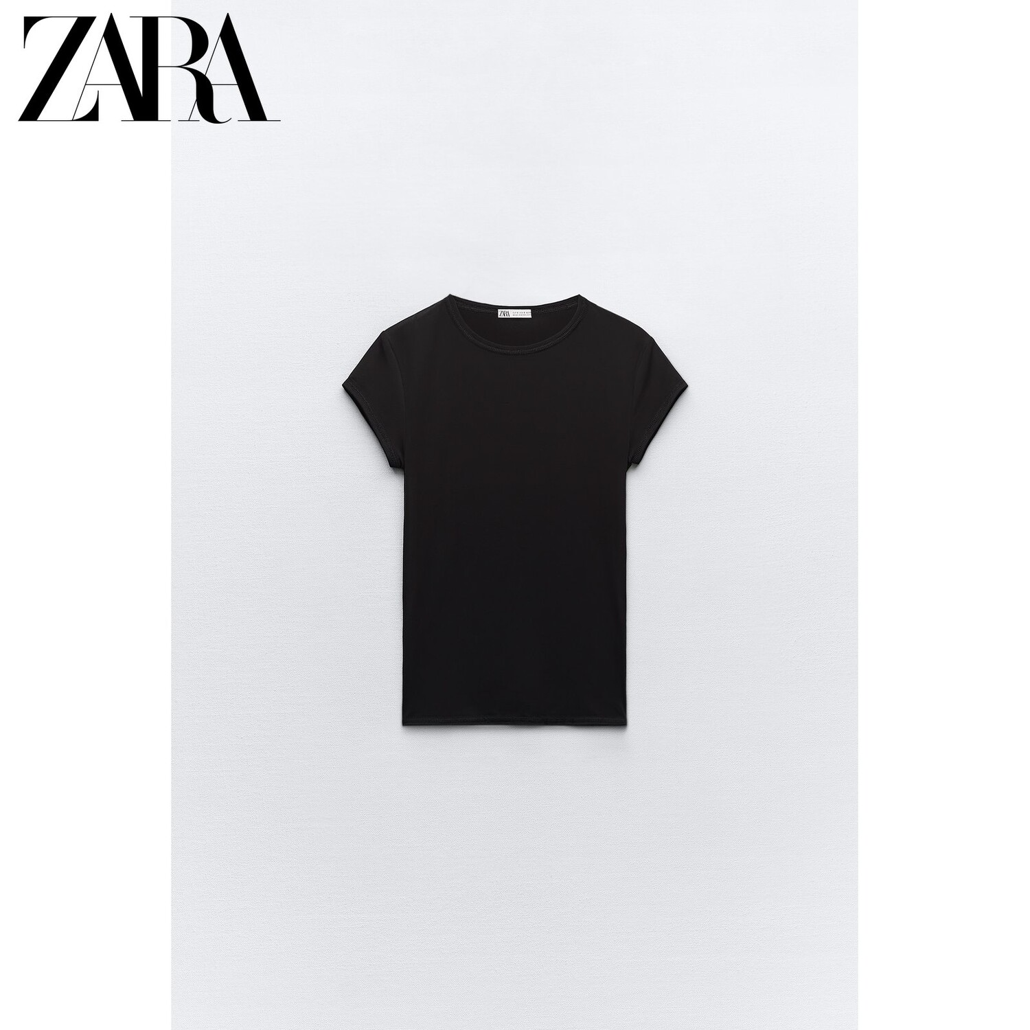 

Футболка женская Zara с круглым вырезом, черный