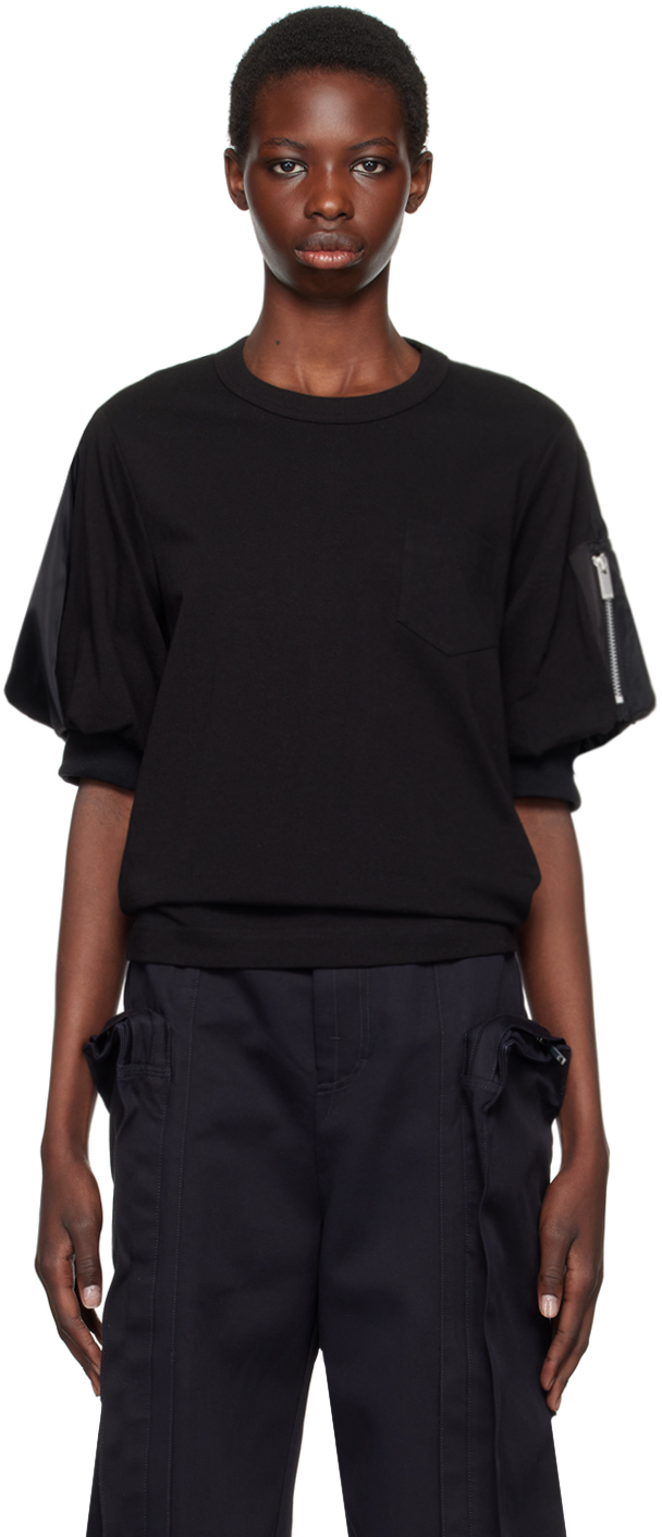 

Черная футболка с вставками sacai