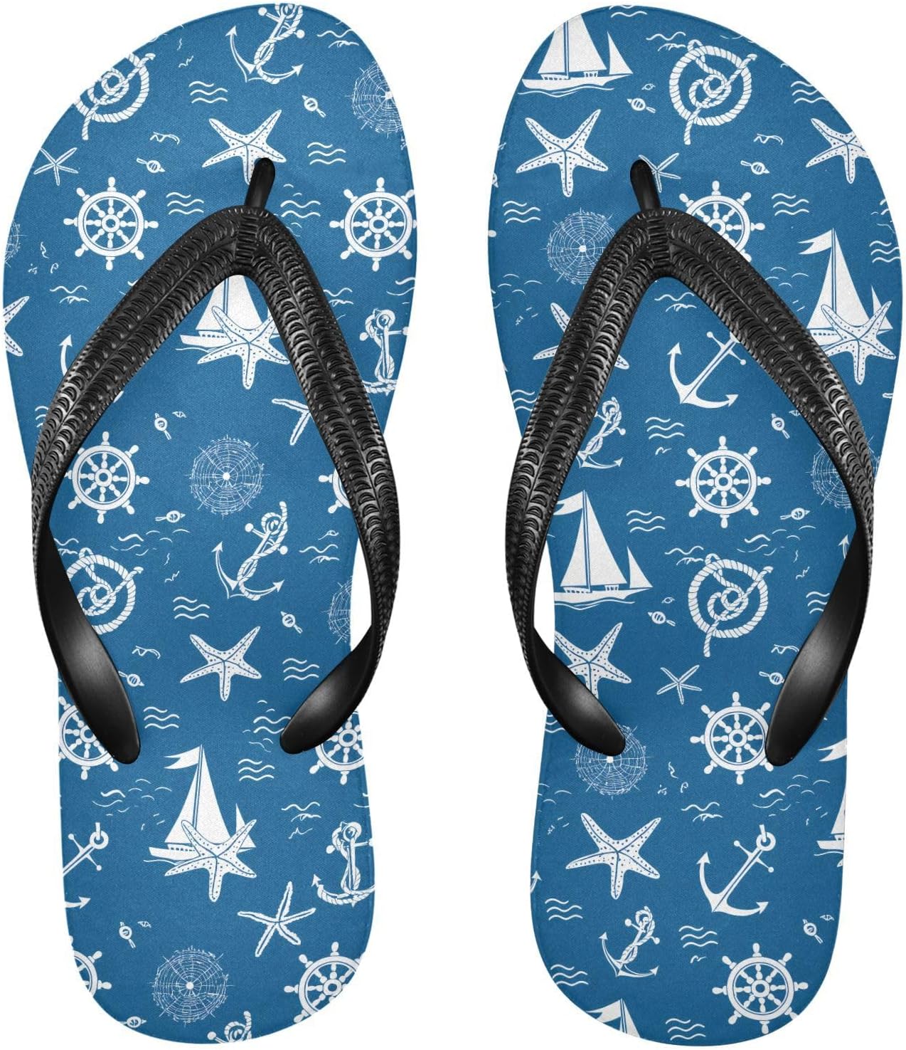 

Белые парусники, морские звезды, синие шлепанцы, пляжное лето, повседневные сандалии для женщин и мужчин 20862009 Kfbe