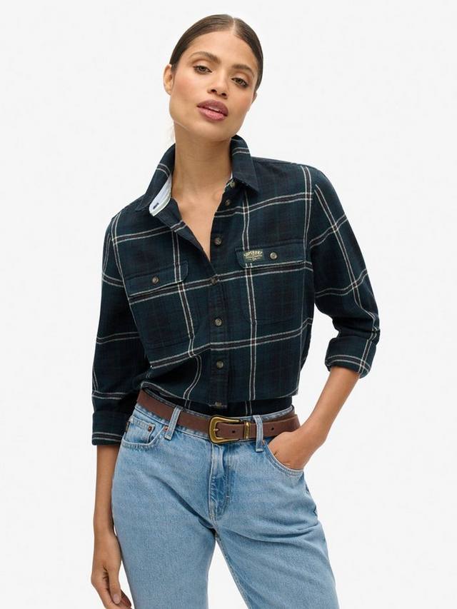

Фланелевая рубашка Lumberjack Check из органического хлопка Superdry, Navy/Green Check
