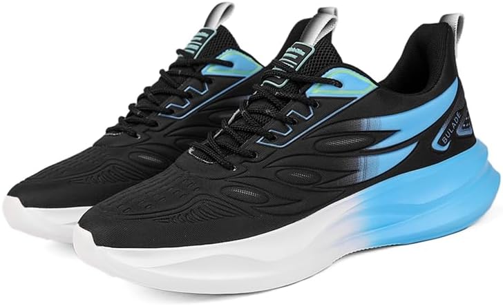 

Мужские вязаные кроссовки с сеткой и шнуровкой, повседневные, с круглым носком и толстой подошвой, легкие низкие спортивные туфли, подходящие для прогулок, путешествий и игры в бадминтон Igzbibg, черный