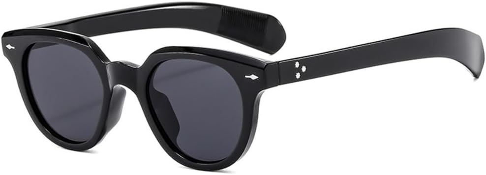 

Женские круглые солнцезащитные очки в стиле ретро, ​​овальные женские очки с заклепками, мужские солнцезащитные очки в стиле панк с защитой от УФ-излучения UV400 HDUBFY, Black