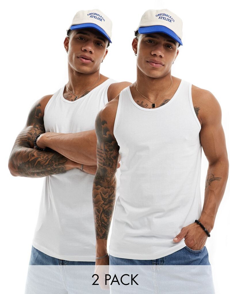 

Комплект из 2 белых майок Jack & Jones