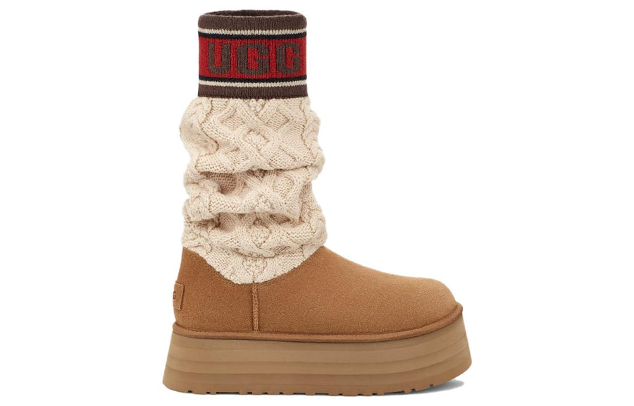 Кроссовки (WMNS)UGG Classic Sweater Letter Boot 'Chestnut', желто-коричневый — фото 3