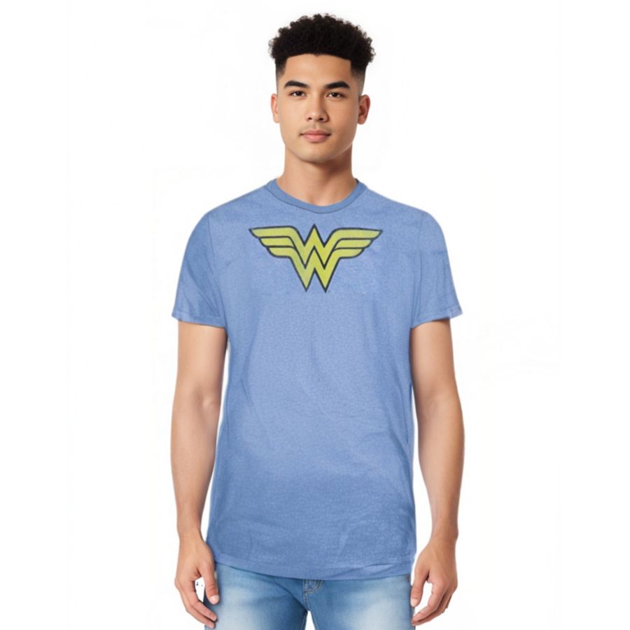 

Мужская футболка DC Comics Wonder Woman с логотипом WW, меланжевая, с эффектом потертости DC Wonder Woman, Bright blue