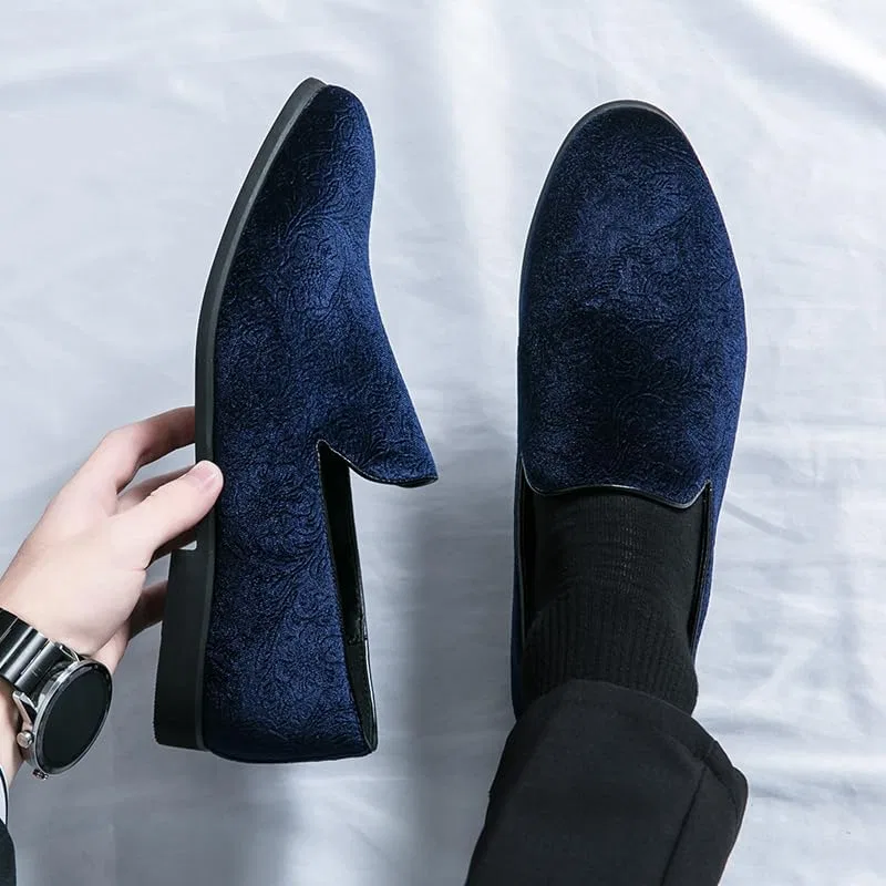 Лоферы велюровые мужские Luxury Penny Loafers, синий Senlongbao — фото 4