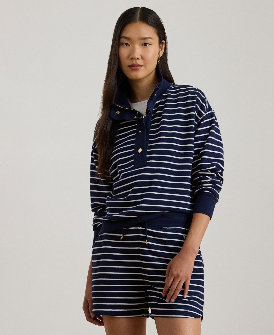 

Женская полосатая толстовка с высоким воротником Lauren Ralph Lauren, Refined Navy/White