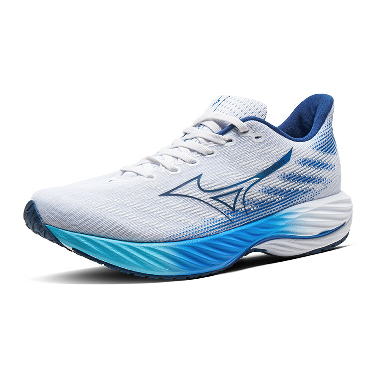 Кроссовки Wave Rider 28 мужские с низким верхом белого/синего цвета Mizuno — фото 2