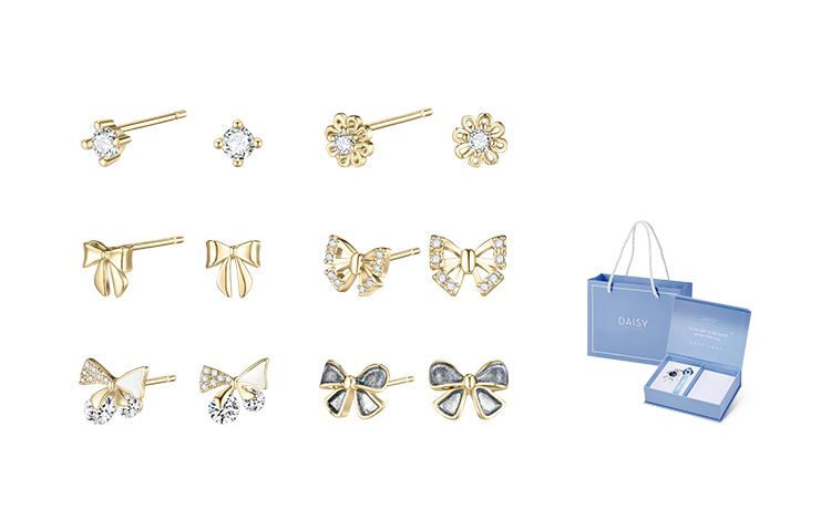 

DAISY BEAUTY Медные серьги-гвоздики с серебряными шляпками для женщин