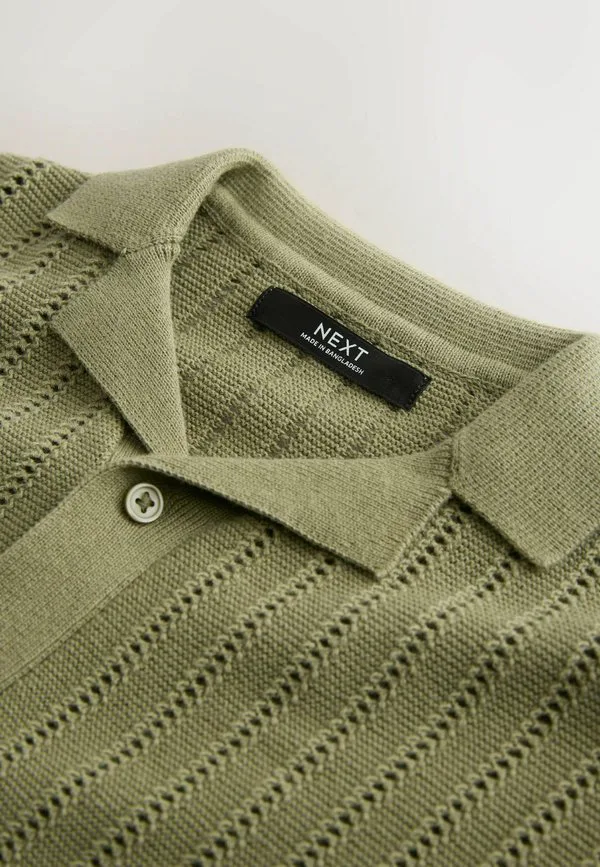 Рубашка стандартного кроя с текстурированным отложным воротником Next, Khaki Green — фото 2
