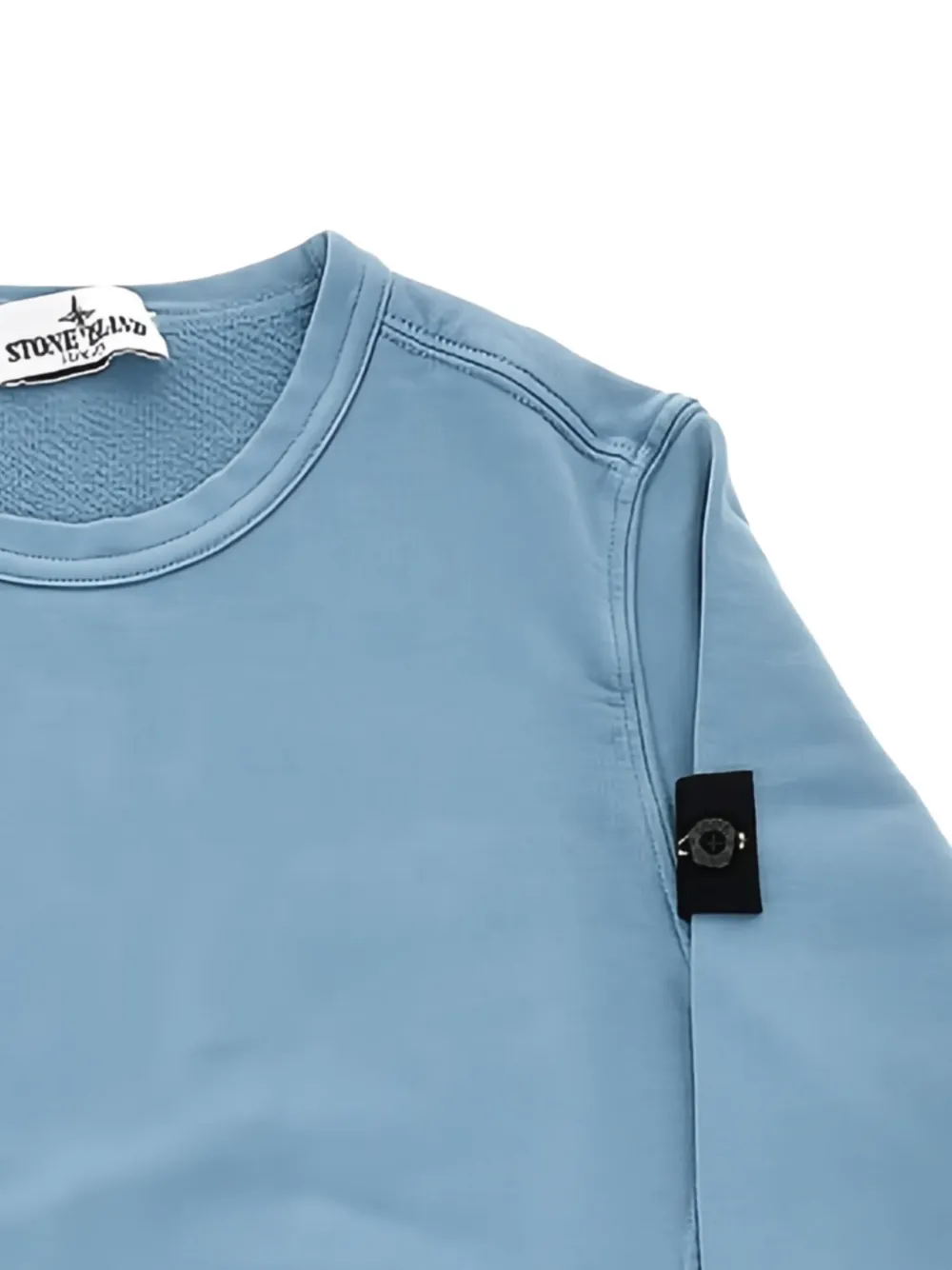 Свитшот с нашивкой и рубчатой отделкой Stone Island Junior, синий — фото 2
