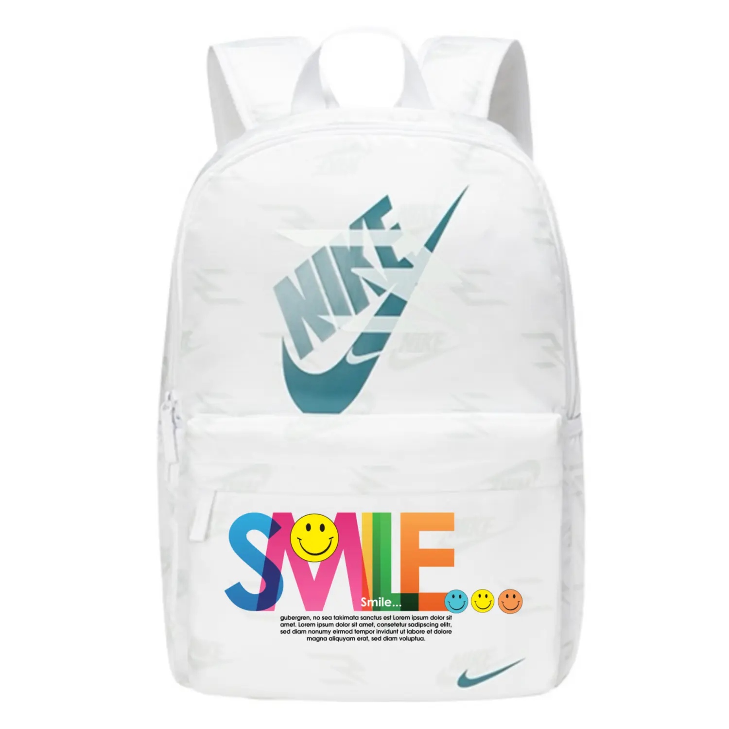 

Nike Полиэстеровый рюкзак унисекс ярко-белый, Smile