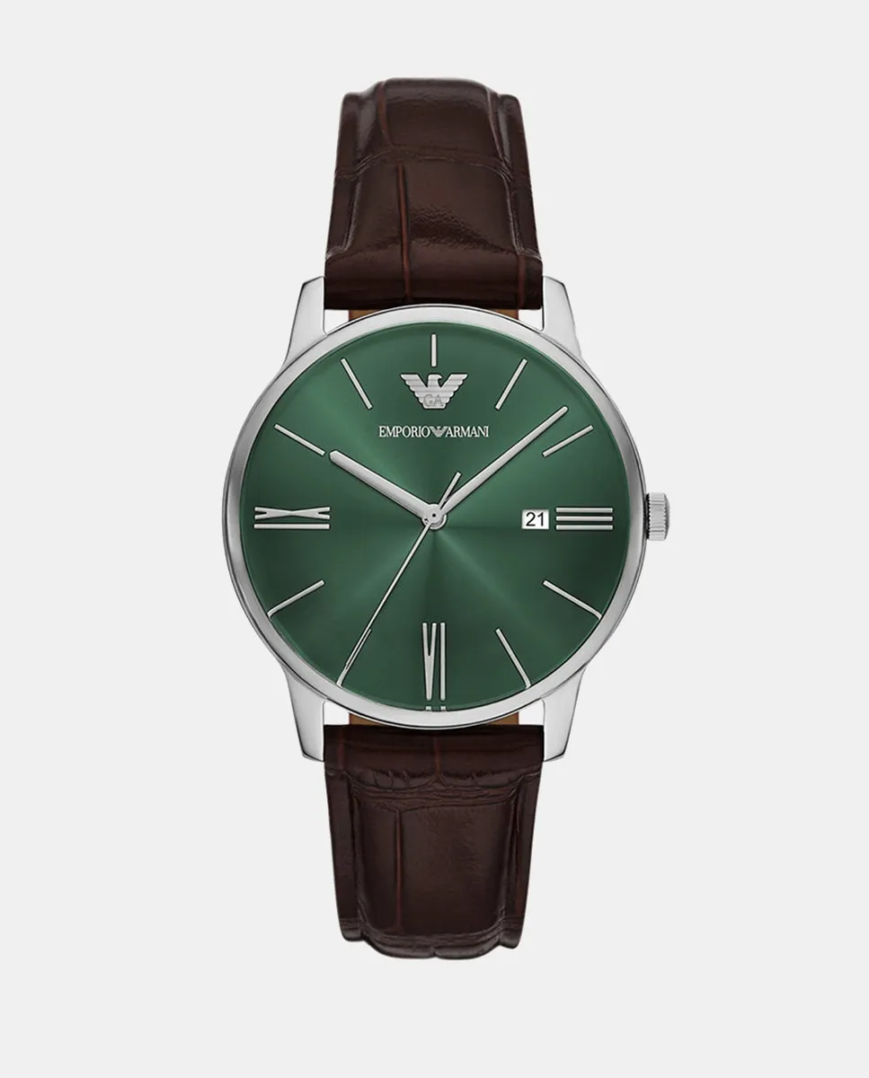 

AR11672 Мужские часы из нержавеющей стали с тремя стрелками и датой Emporio Armani, коричневый