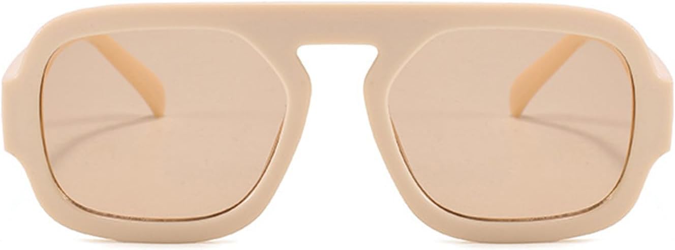 

Модные шестиугольные солнцезащитные очки-авиаторы для женщин и мужчин в стиле ретро 70-х годов, квадратные, с плоской верхней частью, геометрические солнцезащитные очки piscm, Beige