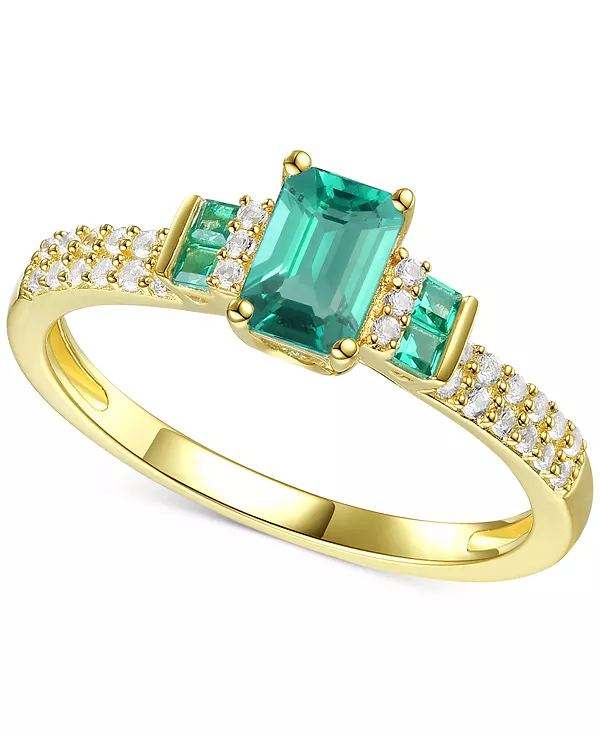 

Кольцо с сапфиром (7/8 карата) и бриллиантом (1/6 карата) из 14-каратного белого золота (также с изумрудом и рубином) Macy'S, emerald