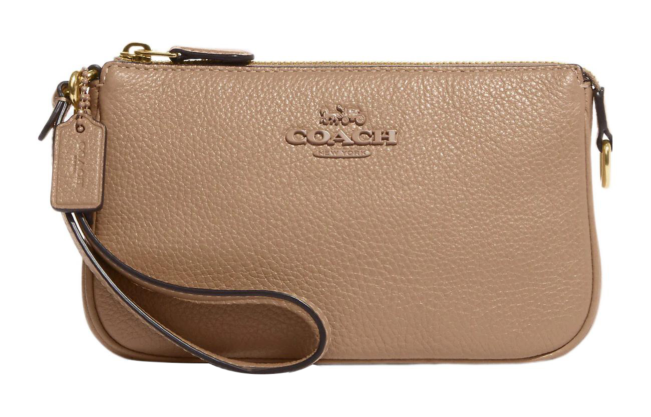 

Nolita Refined Pebble Leather Shoulder Bag, Сумка через плечо, Клатч среднего размера для женщин Молочный чай с коричневым COACH