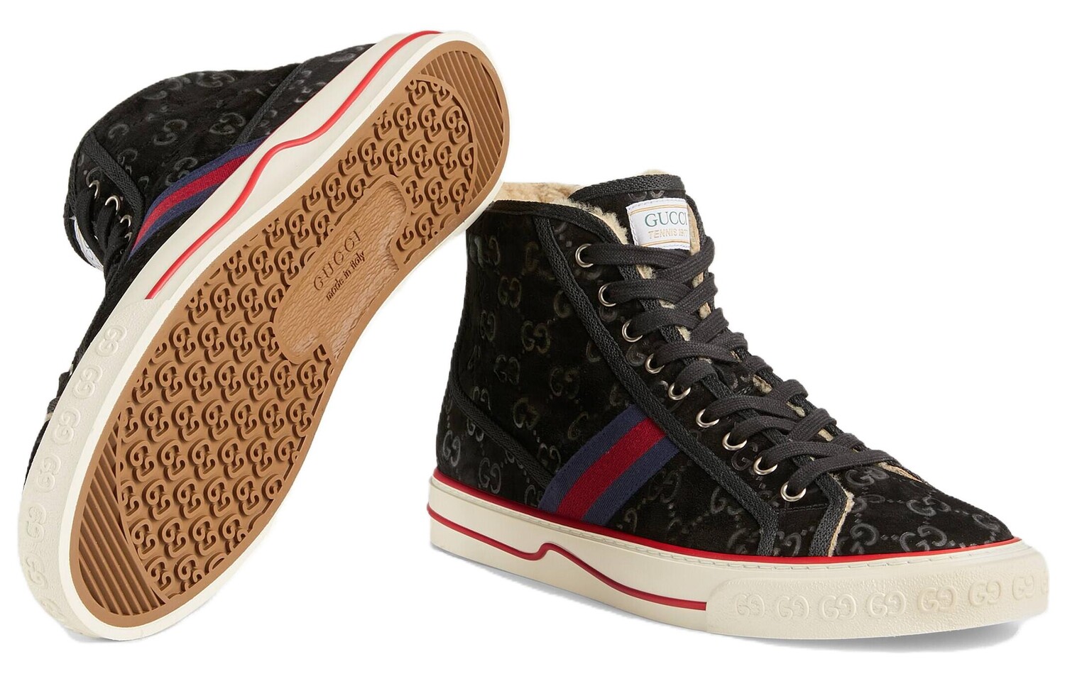 Кроссовки мужские Gucci Tennis 1977, черный / красный — фото 2