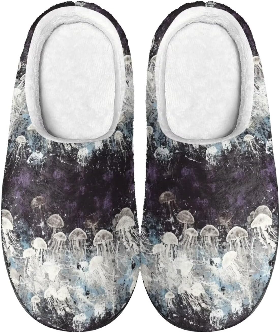 

Semiouray Autumn Halloween Унисекс-взрослые тапочки с подошвой EVA и туфли Tie-Dye House Тапочки для дома и на улице для дома и на улице, Ocean Animal Jellyfish