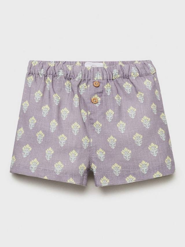 

Детские хлопковые шорты Zarauz с цветочным принтом Mango, Light Pastel Purple