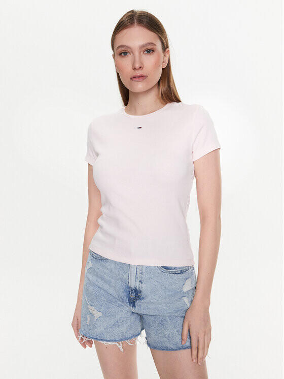 

Футболка узкого кроя Tommy Jeans, розовый