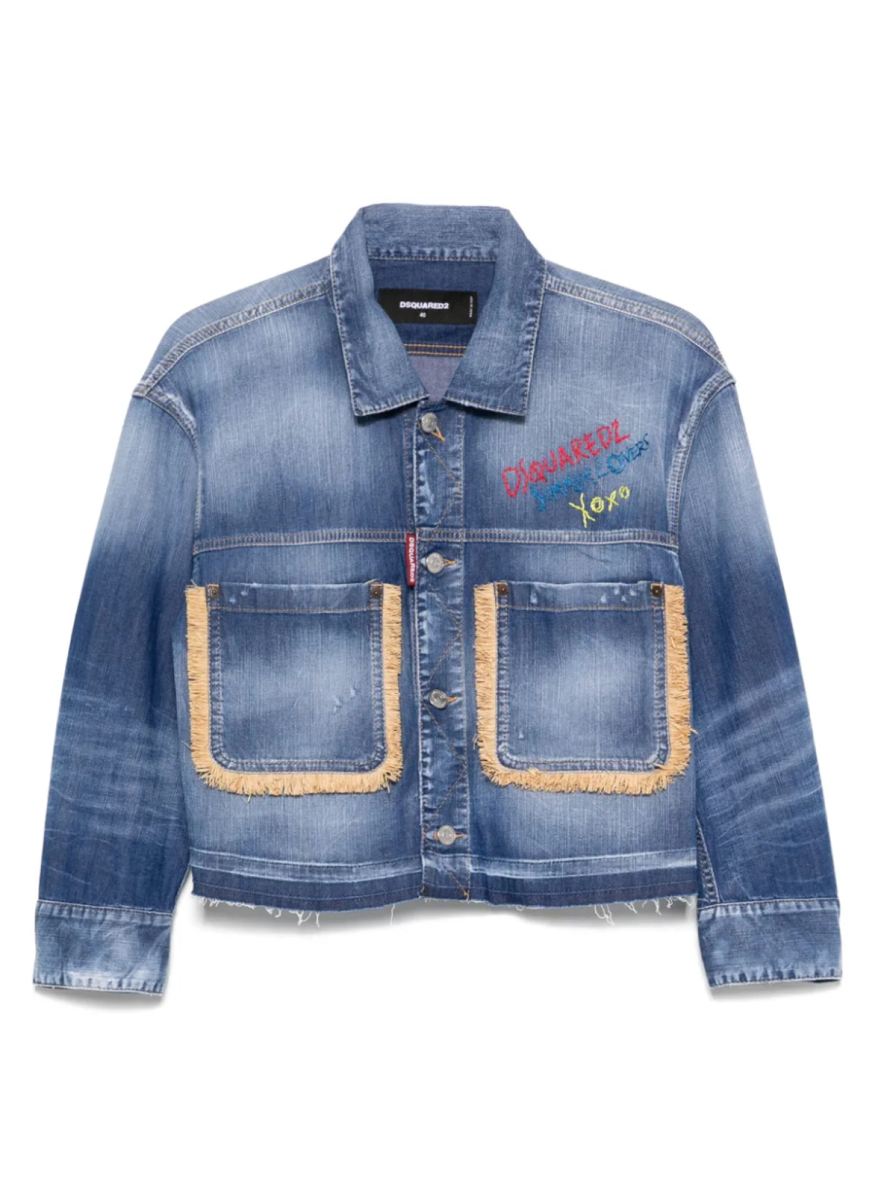 

DSQUARED2 джинсовая куртка с бахромой, синий