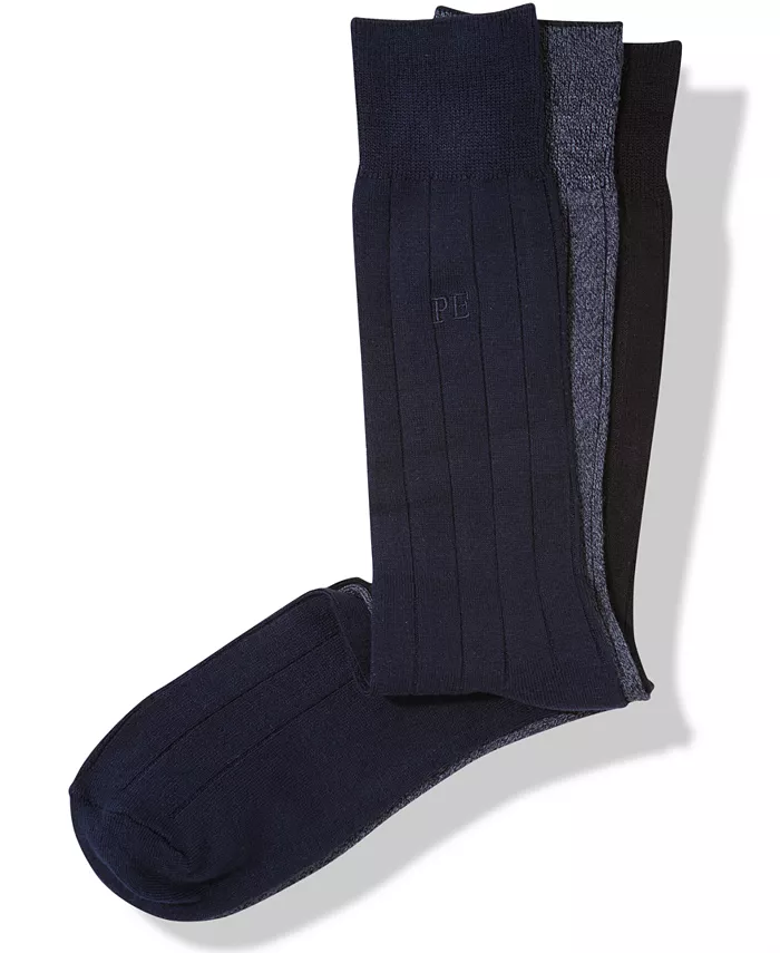

Perry Ellis Мужские 3 пары Риббированные Классические Носки из Вискозы Perry Ellis Portfolio, мультиколор
