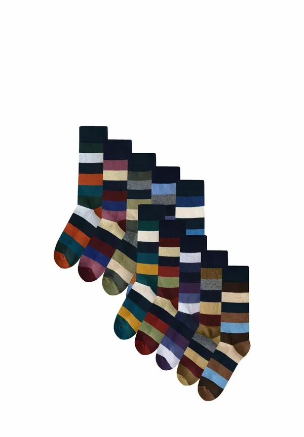 Носки Next, Pack of 10, зелёный/синий/серый в полоску