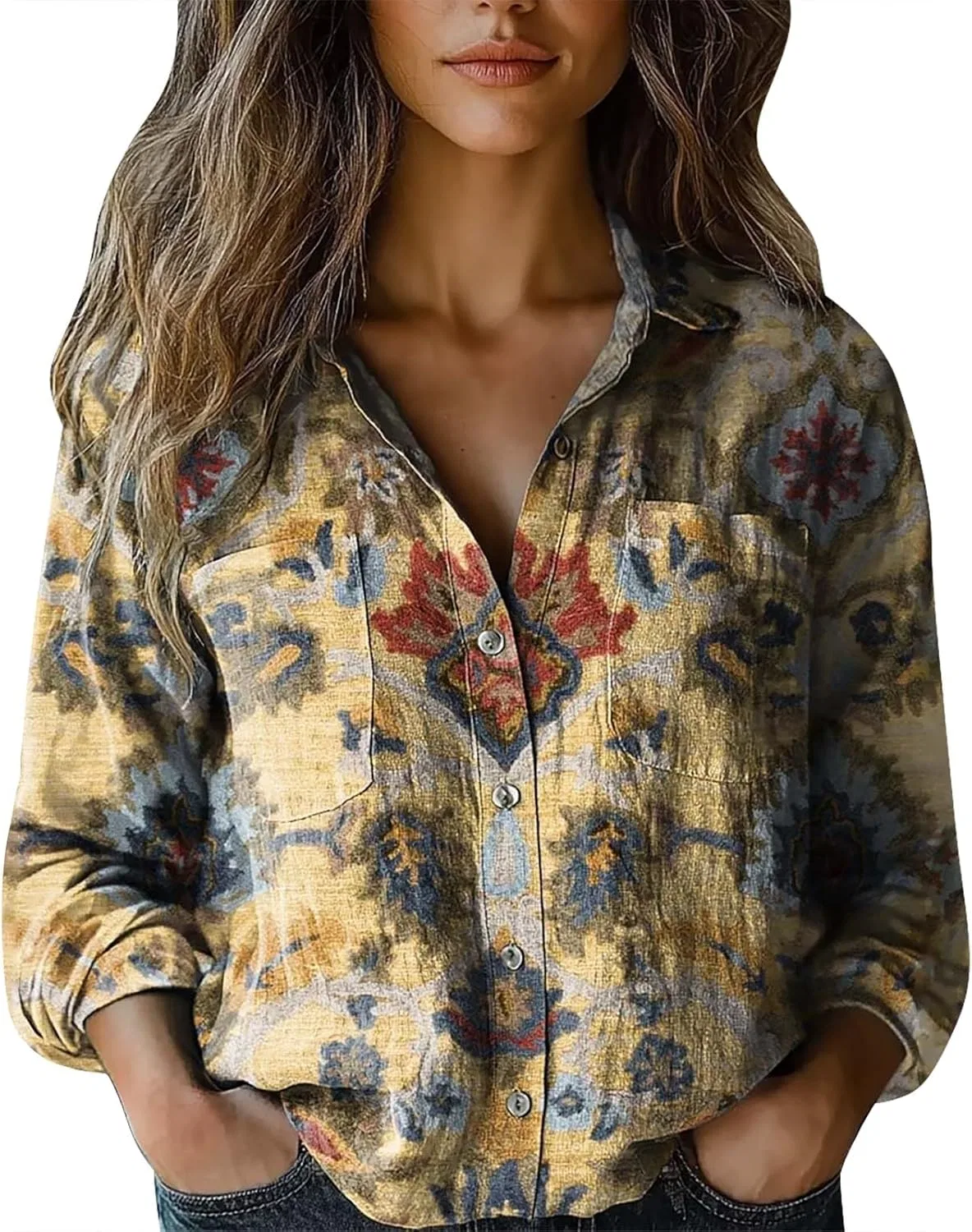 Блуза женская с принтом из коллекции Casual Tops, бренд, розовый — фото 3