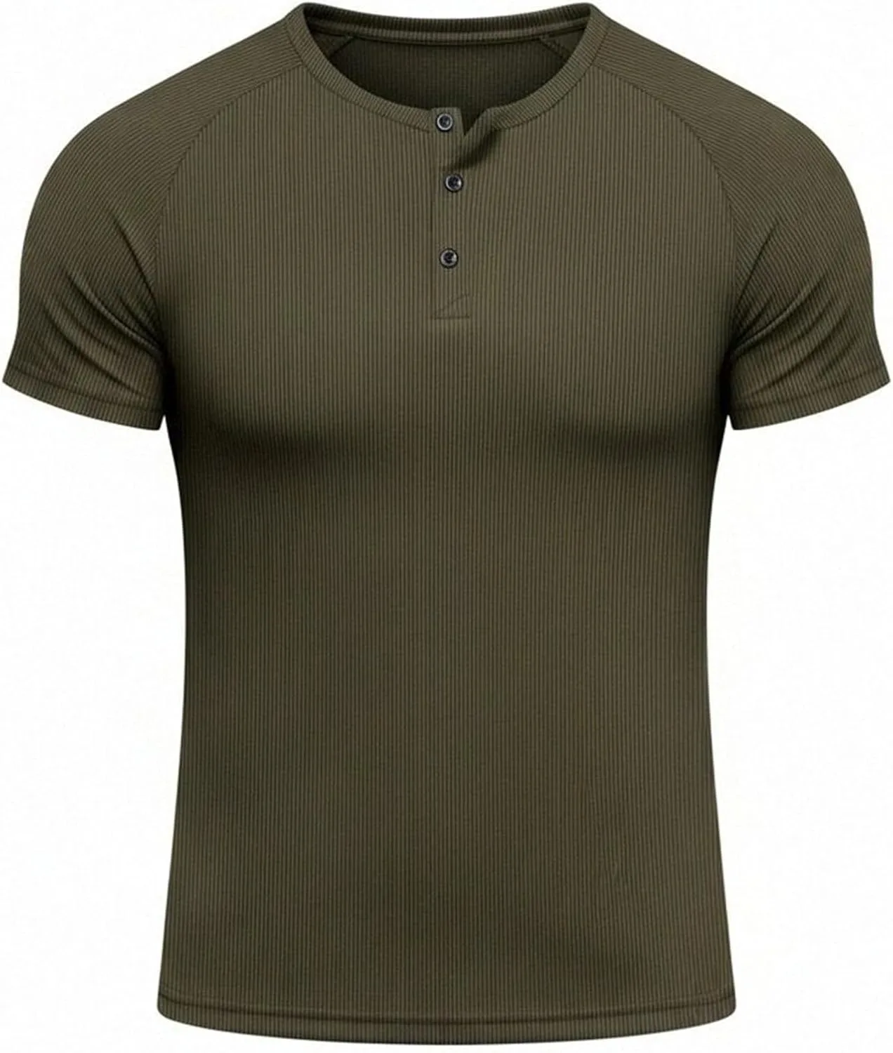 Мужская футболка Muscle Henley с коротким рукавом, влагоотводящая — фото 4
