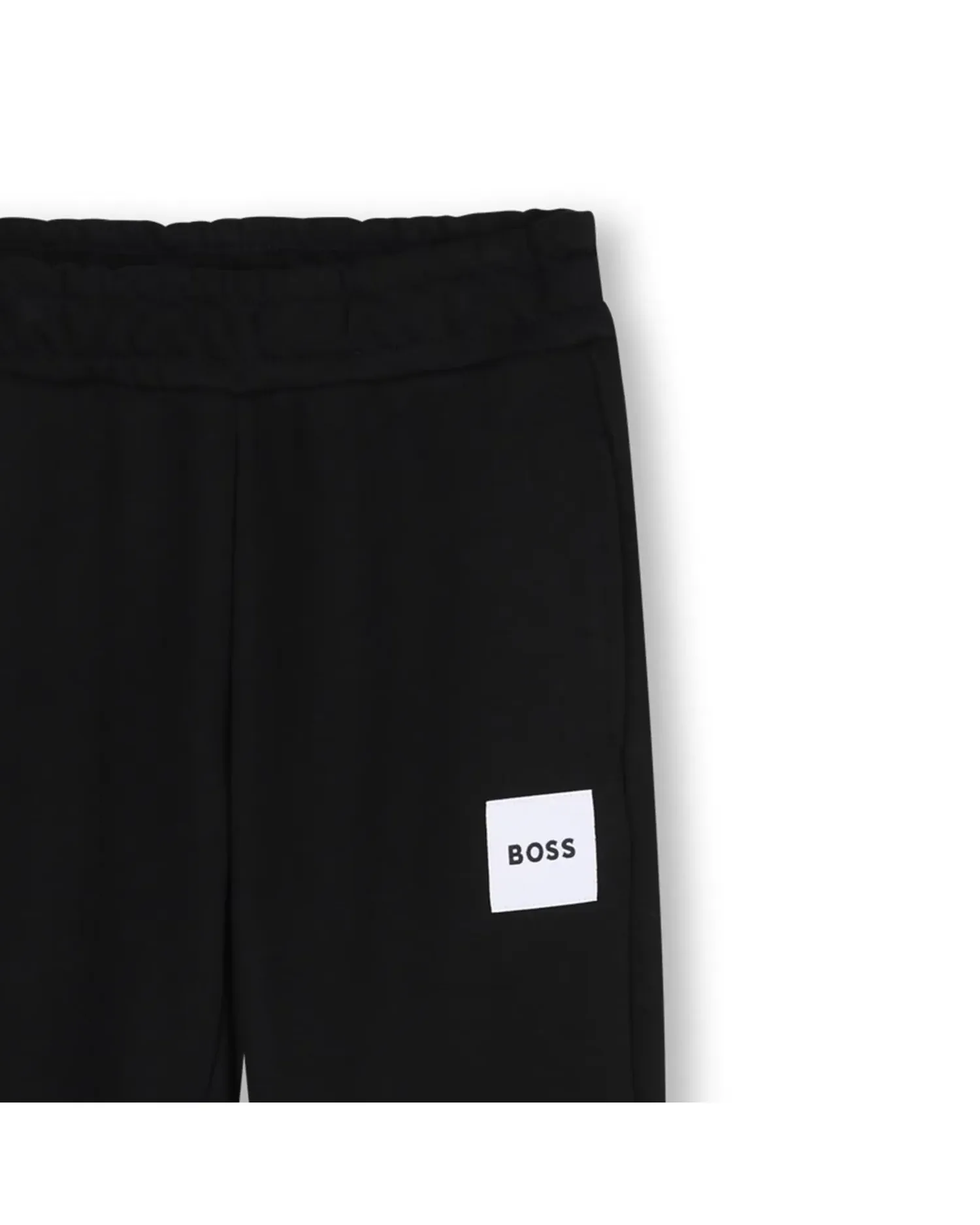 Спортивные брюки для мальчика из хлопка однотонные BOSS Kidswear, черный — фото 2