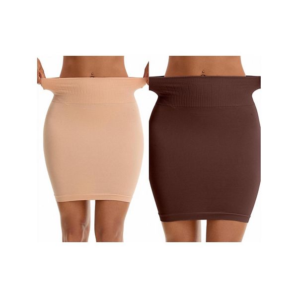 

2 упаковки женских полукомбинезонов с высокой талией для контроля живота Inspire Chic, Brown Light Beige