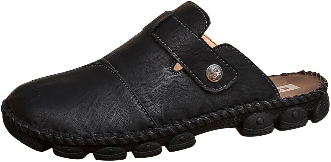 

Мужские мюли на плоской подошве, с закрытым носком, замшевые, без задника, удобная легкая нарядная обувь Generic, черный