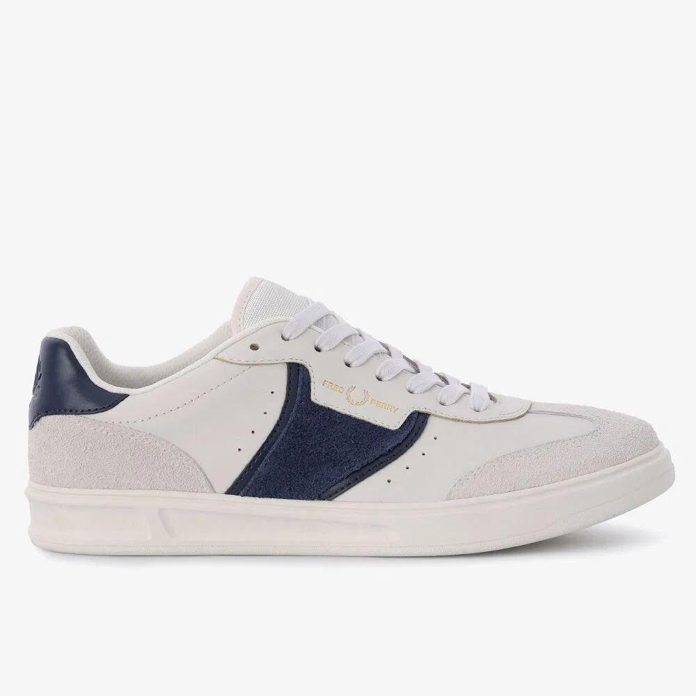 Мужские низкие кеды Fred Perry B4 из текстурированной кожи и замши цвета фарфор
