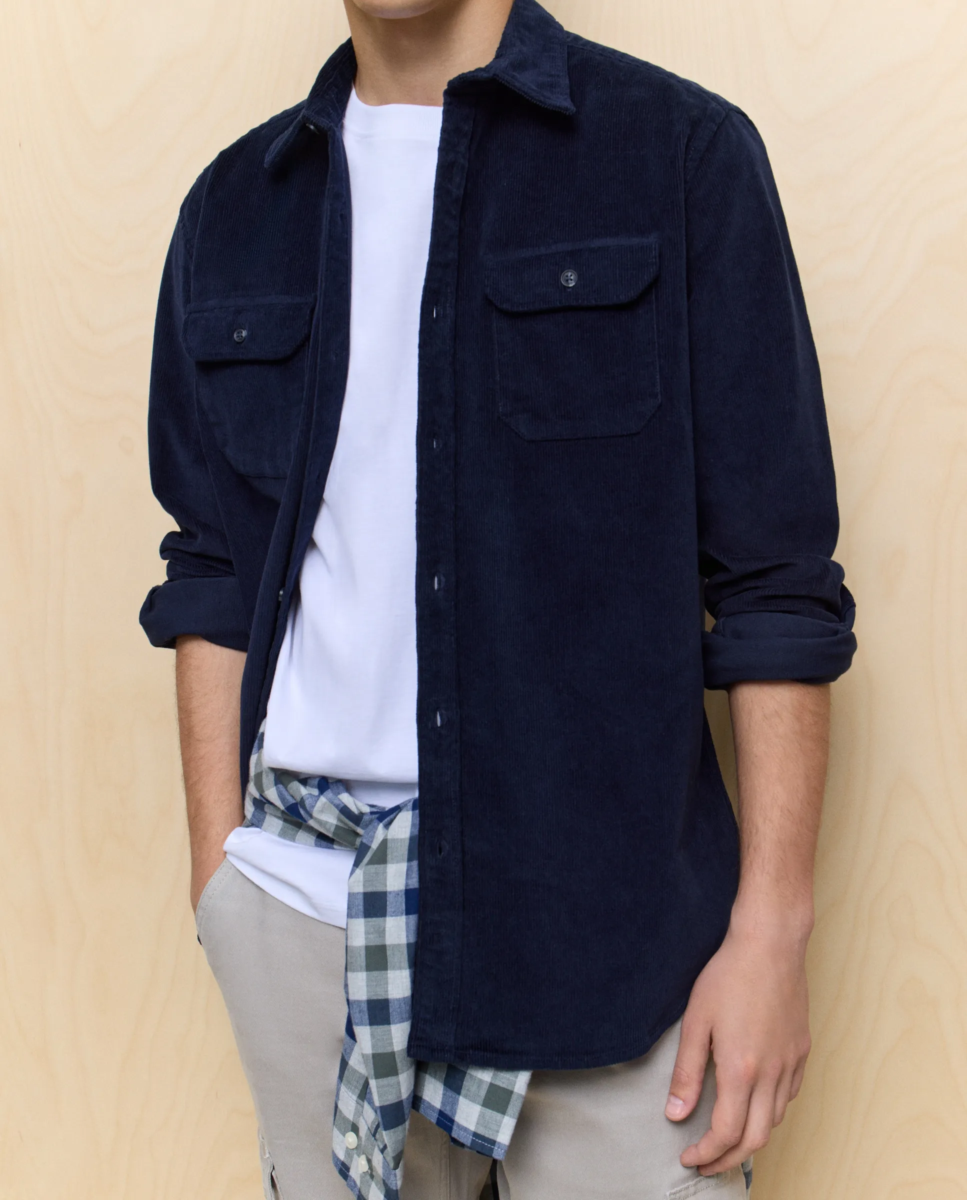 

Мужская вельветовая рубашка Easy Wear, темно-синий