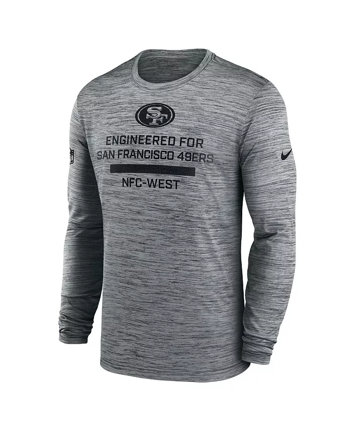 Мужская серая футболка с длинным рукавом San Francisco 49ers Sideline Velocity Performance Nike — фото 2