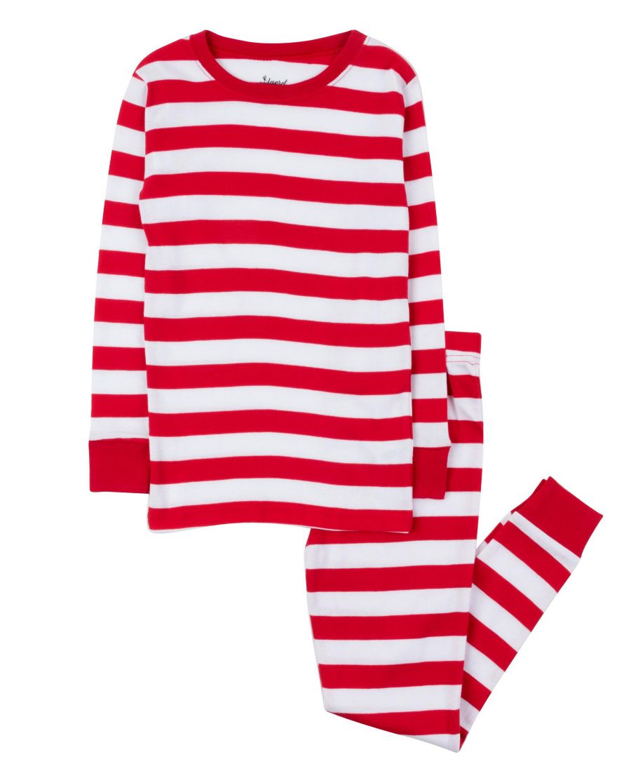 

Детская хлопковая полосатая пижама из двух частей для праздника Leveret, Red & white
