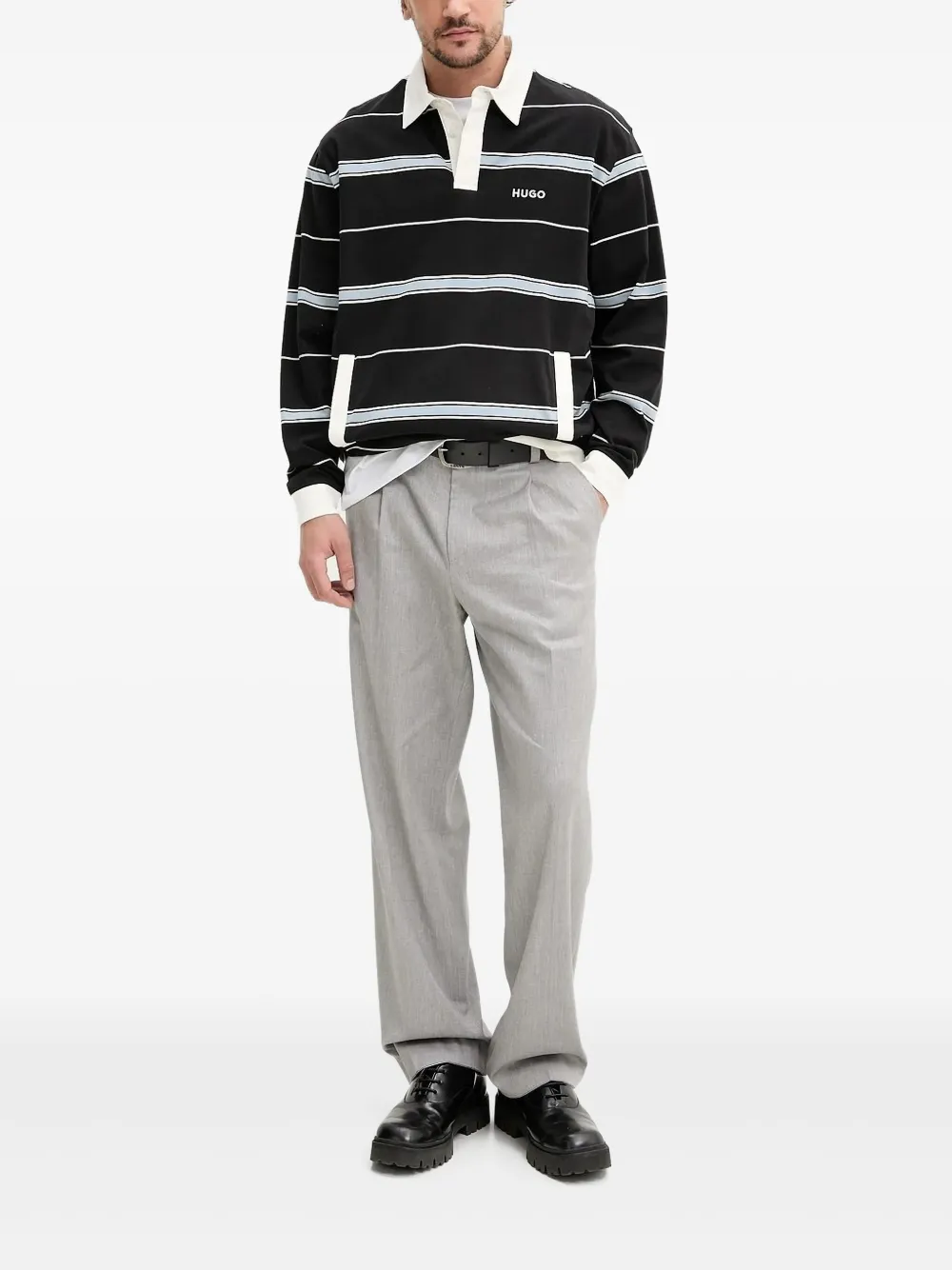 

Толстовка Striped rugby shirt HUGO, черный